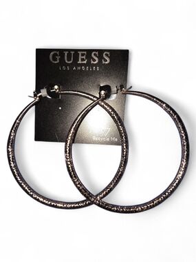 GUESS Rose Gold Textured Hoop Earrings